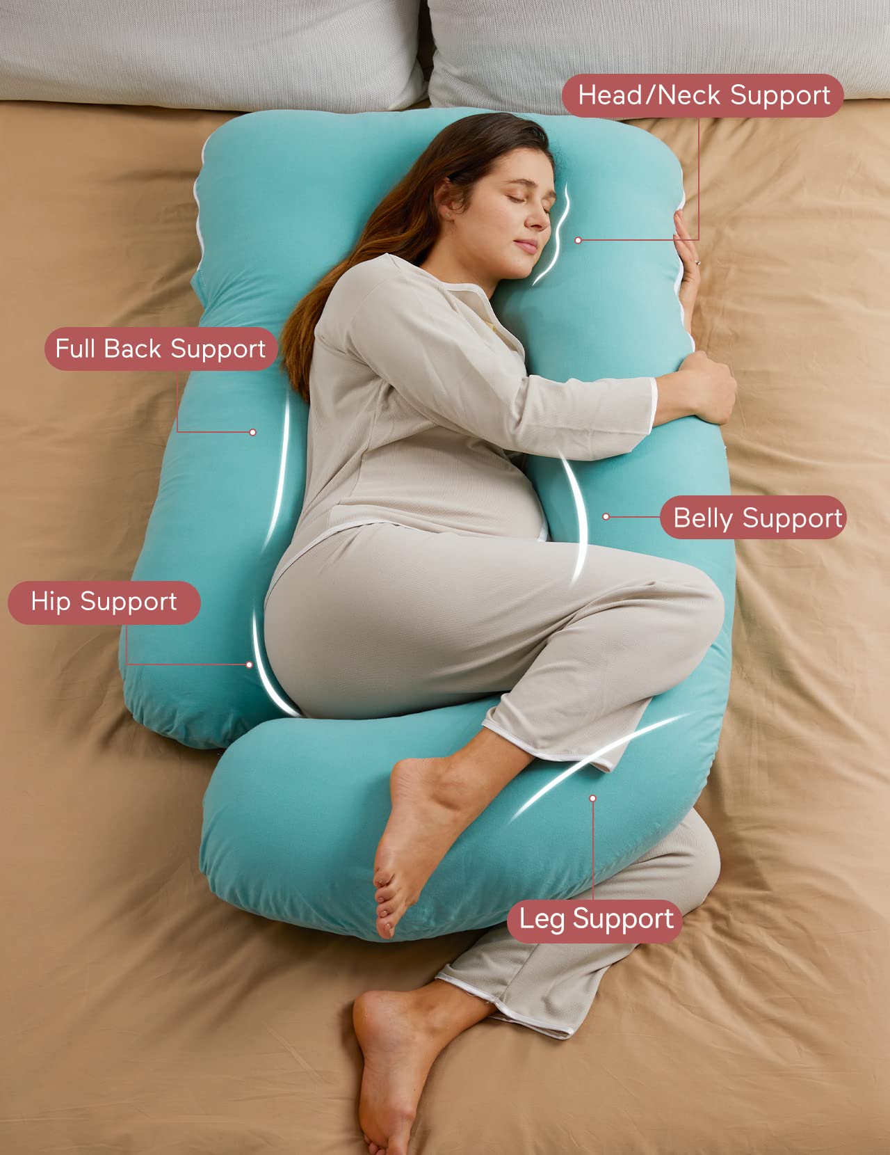 U-Shaped Full Body Pregnancy Pillow 57 Inch Maternity Support Pillow
