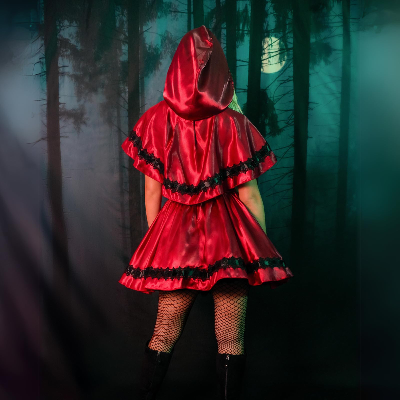 Gothic Red Riding Hood Costume - Women's Dark Fantasy Halloween Outfit