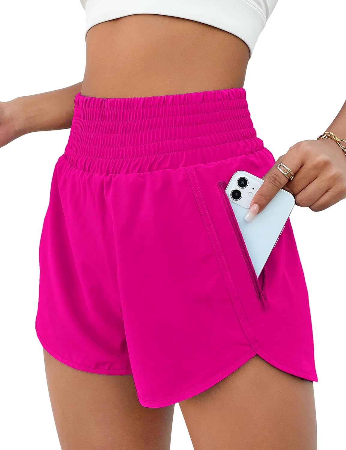 High Waisted Athletic Shorts Women Running Workout Shorts with Pockets Gym Sporty