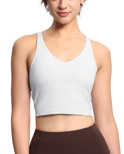 Longline Sports Bra Women Wirefree Padded Medium Support Workout Bra