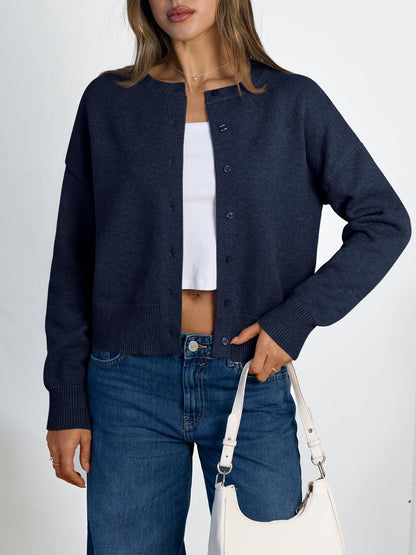 Women's Cropped Cardigan Sweaters - Lightweight Fall Button Up Knit
