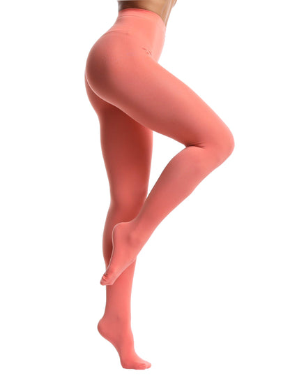 Women's 80 Den Opaque Tights - Soft Microfiber Pantyhose with 3D Stretch Technology Living Coral