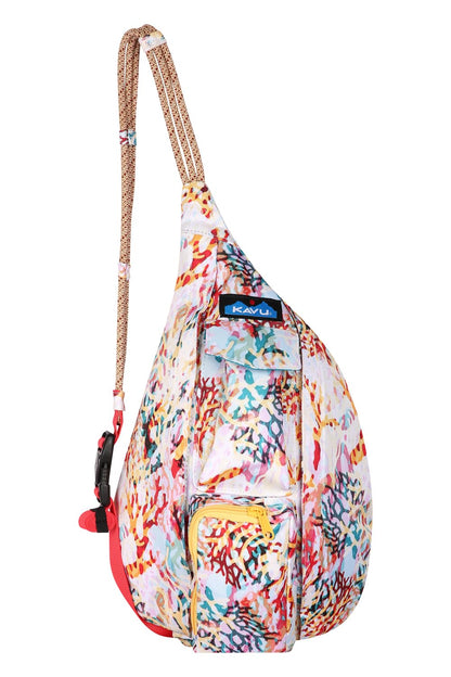 Mini Rope Sling Pack Adjustable Crossbody Bag for Women One Size Floral Coral