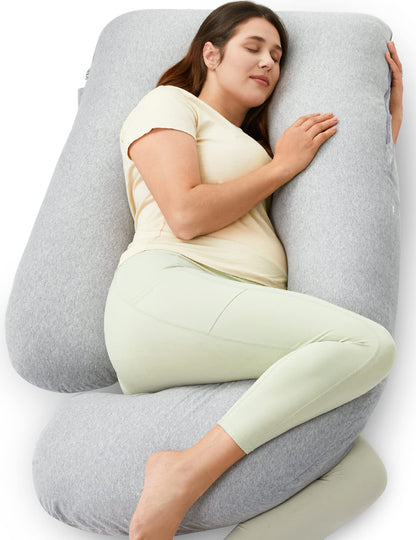 U-Shaped Full Body Pregnancy Pillow 57 Inch Maternity Support Pillow Hatha Grey