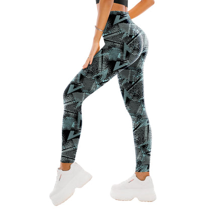 High Waisted Leggings for Women - Buttery Soft Yoga Pants with Tummy Control Full Length Geometric C