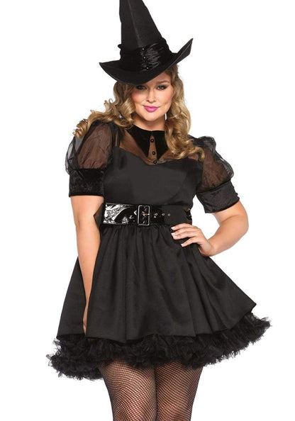 Women's Bewitching Witch Halloween Costume - Pin-Up Style Dress with Hat Women's Plus