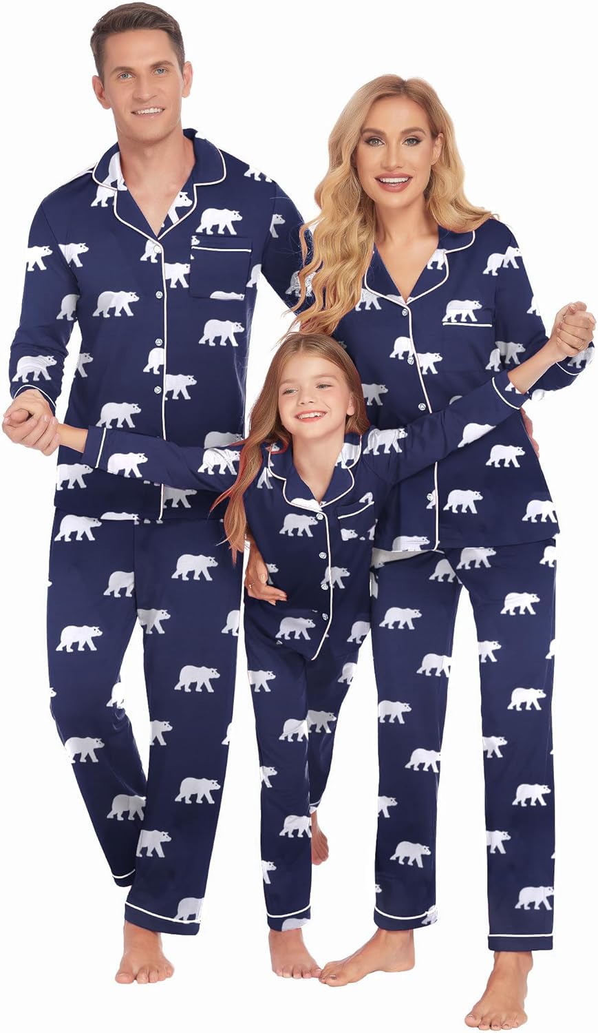 Christmas Family Matching Pajamas - Long Sleeve Button Down PJ Set