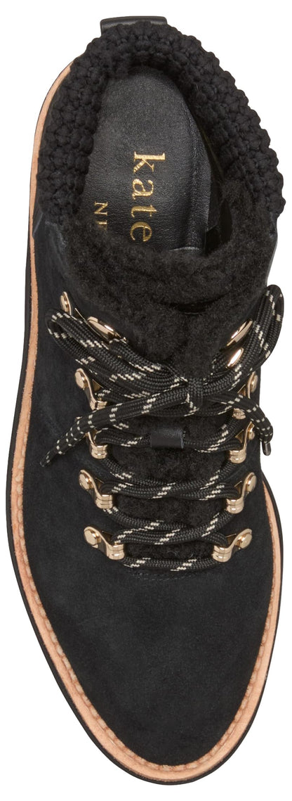 kate spade new york Willow Lug Lace Up Bootie, Black, 8.5