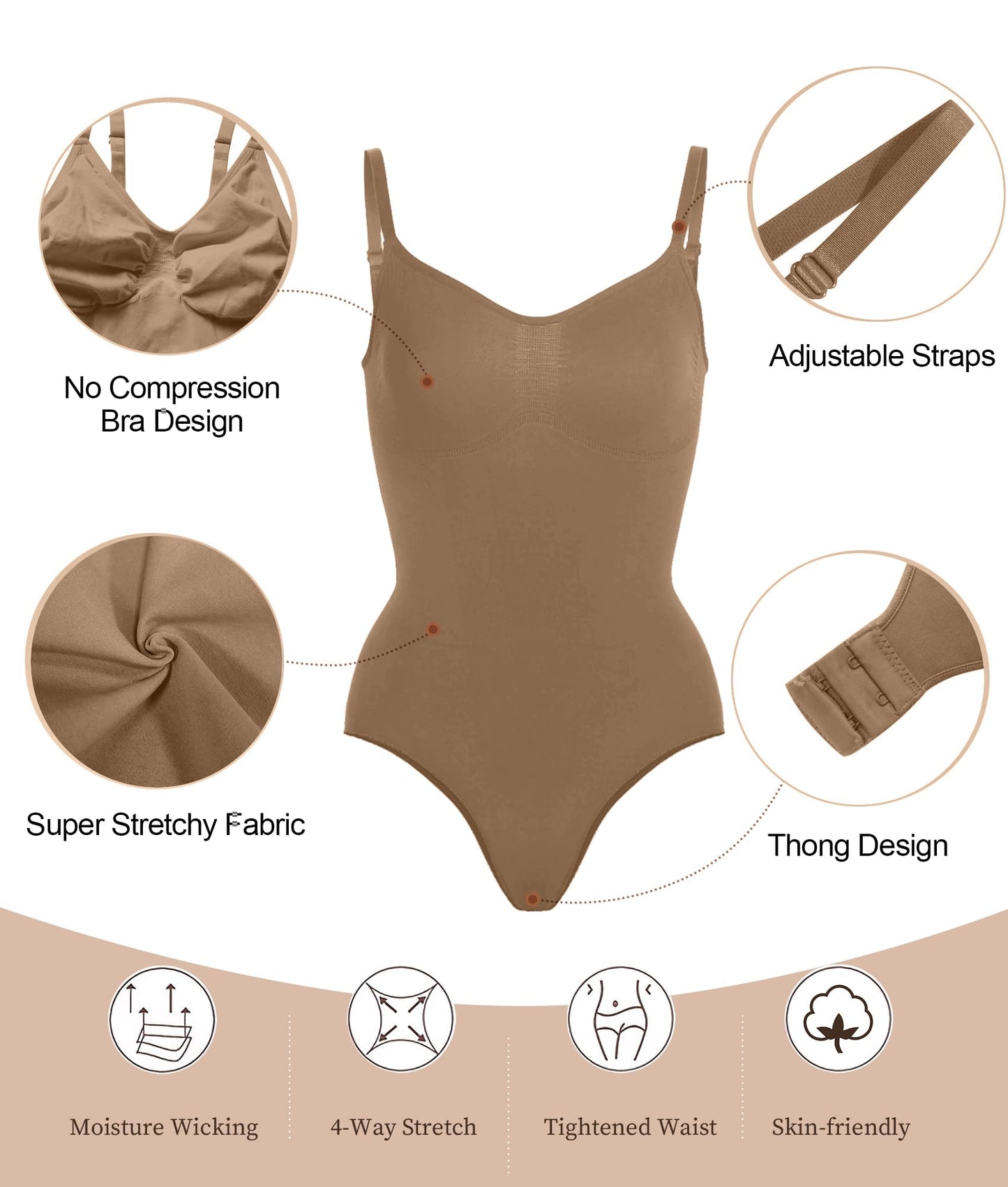 Women's Shapewear Bodysuit Tummy Control Seamless Body Shaper
