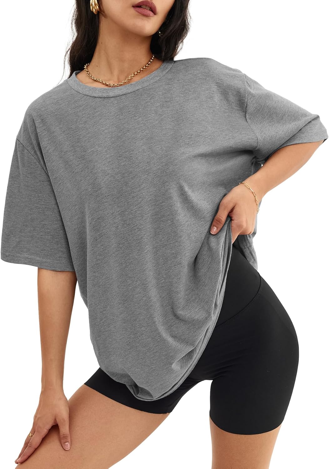 Women's Oversized T Shirts - Loose Fit Crewneck Short Sleeve Casual Tops