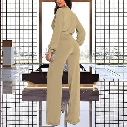 shengfan Formal Jumpsuits for Women Dressy Evening Sexy Deep V Neck Plus Size Long Wide Leg Pants Rompers Clubwear