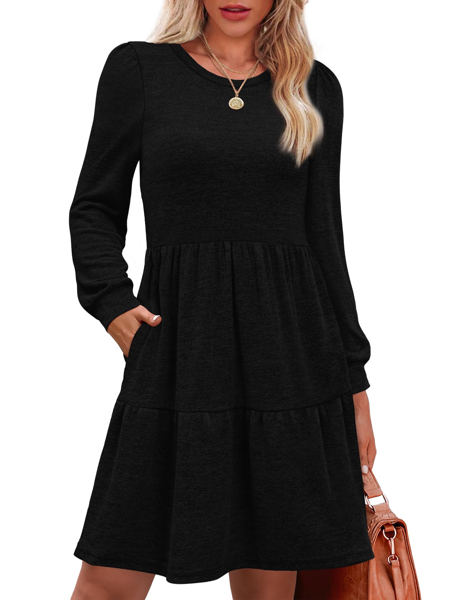 Women's Fall Dresses with Pockets - Long Sleeve Casual Lady Ros Women's Fall Dresses with Pockets - Long Sleeve Casual Lady Ros