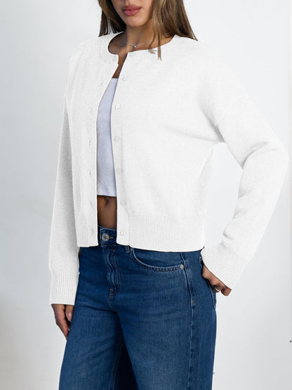 Women's Cropped Cardigan Sweaters - Lightweight Fall Button Up Knit