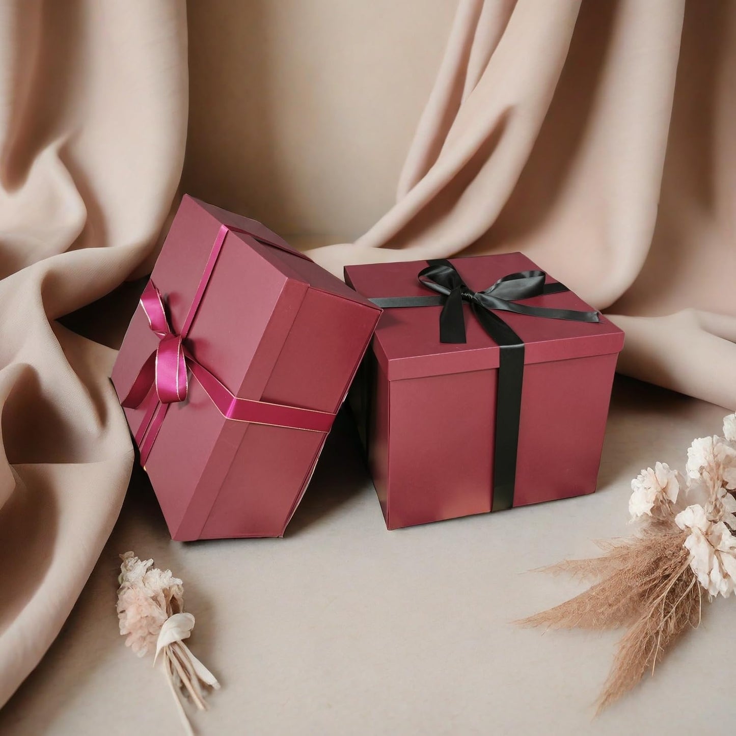 Large Gift Box with Lid 16.5x13x5.5 inches - Includes Card, Ribbons & Filler