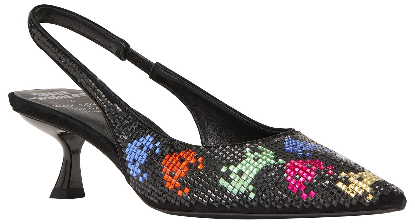 Kate Spade New York Space Invaders Slingback Pump, Black Multi, 5
