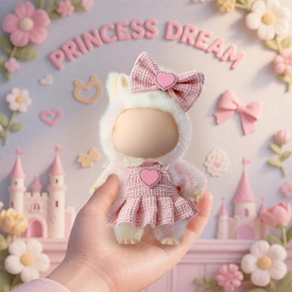 3 Piece Handmade Crochet Outfit for 17cm Dolls - Heart Sweater Hat & Bag Set