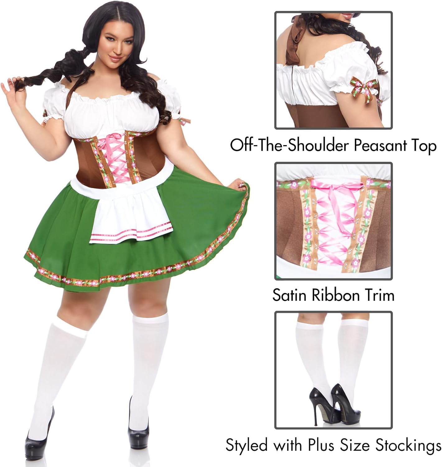 Gretchen Oktoberfest Costume - Women's Dirndl Dress with Stockings