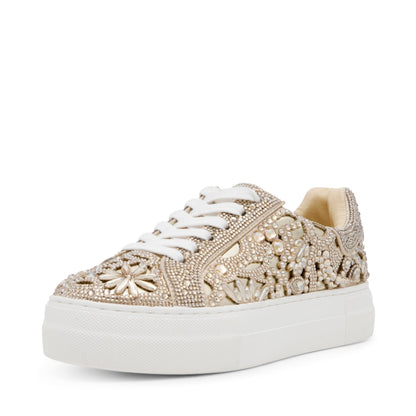 Betsey Johnson Women's Reily Sneaker, Light Gold, 5.5