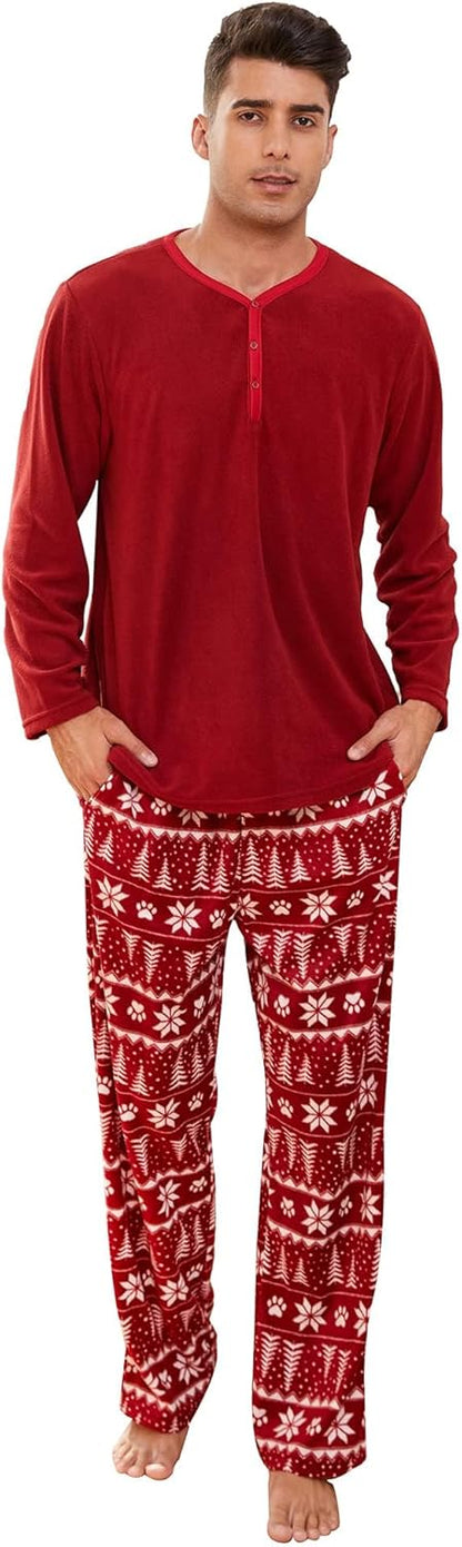 U2SKIIN Couple Pajama Sets, Plaid Pajama Set for Men and Women Soft Warm Pjs Set
