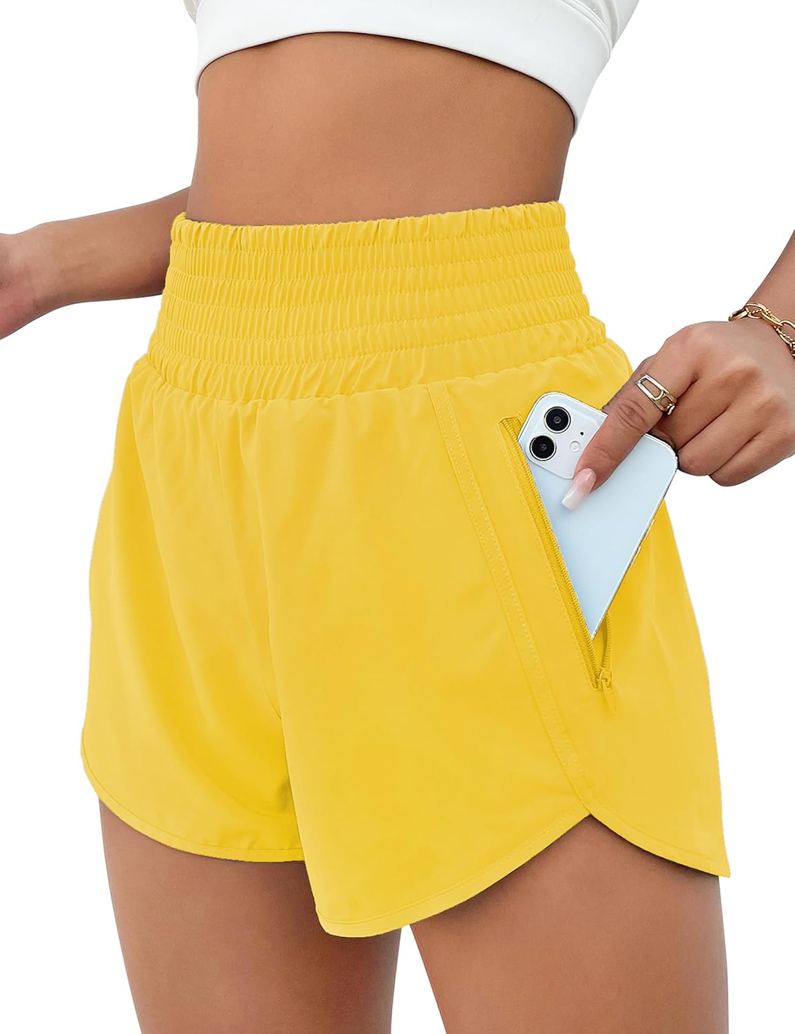 High Waisted Athletic Shorts Women Running Workout Shorts with Pockets Gym Sporty