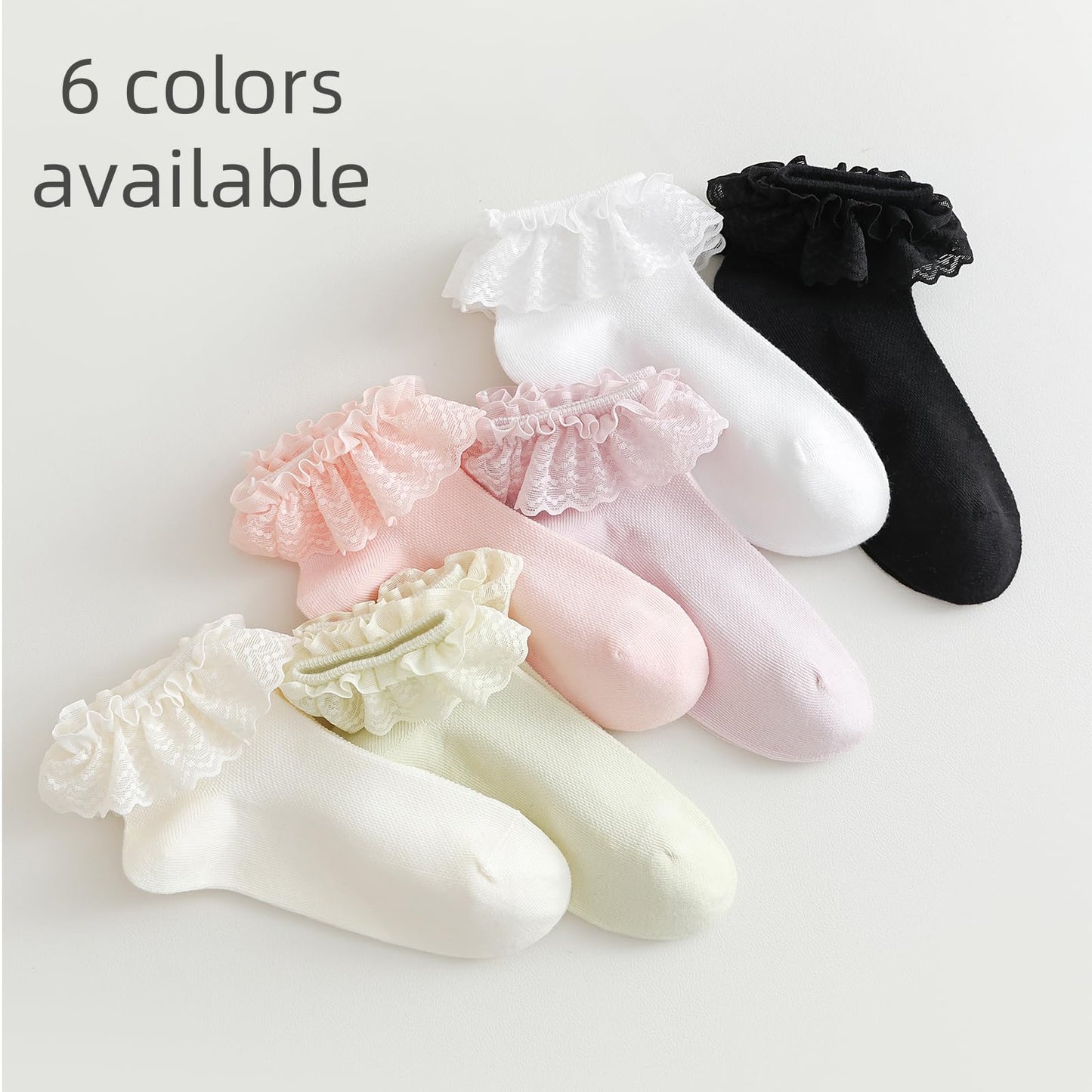Baby Girl Lace Socks - Newborn Eyelet Ruffle Crew Socks 0-6 6-12 12-24 Months Cotton
