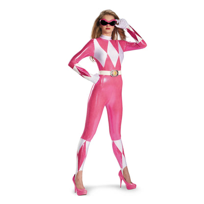Power Rangers Bodysuit Costume Women Adult - Mighty Morphin Superhero Outfit