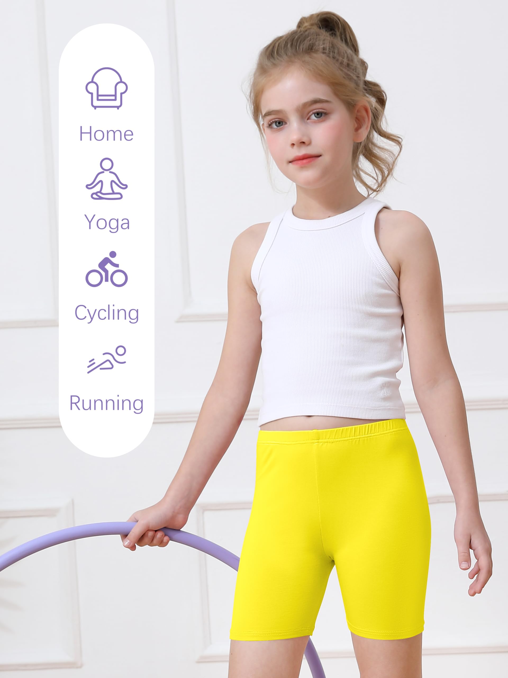 Girls Bike Shorts 6-Pack Under Dress Safety Shorts for Kids Toddlers