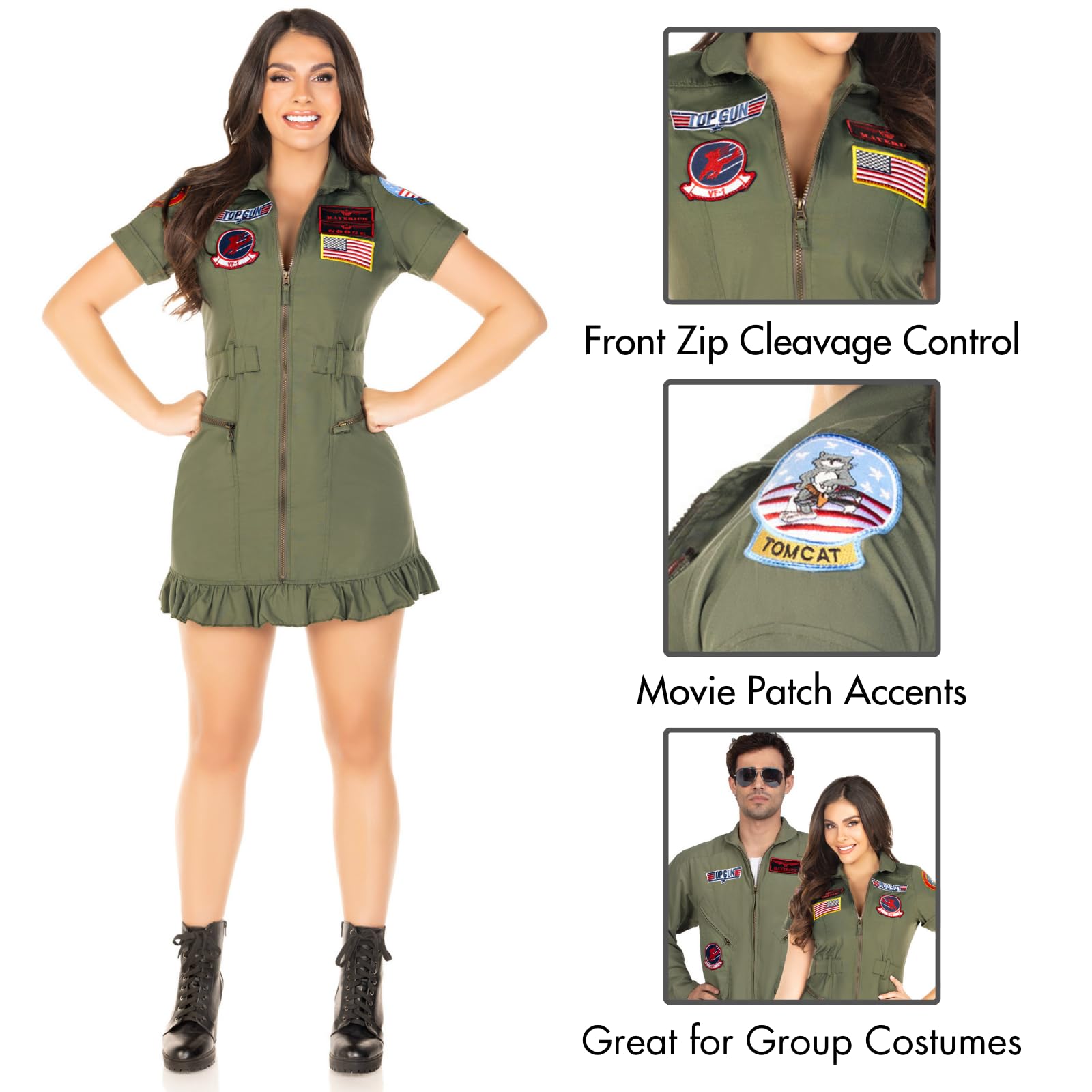 Top Gun Flight Dress Costume - Women's Licensed Aviator Outfit