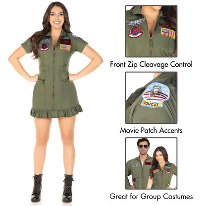 Top Gun Flight Dress Costume - Women's Licensed Aviator Outfit