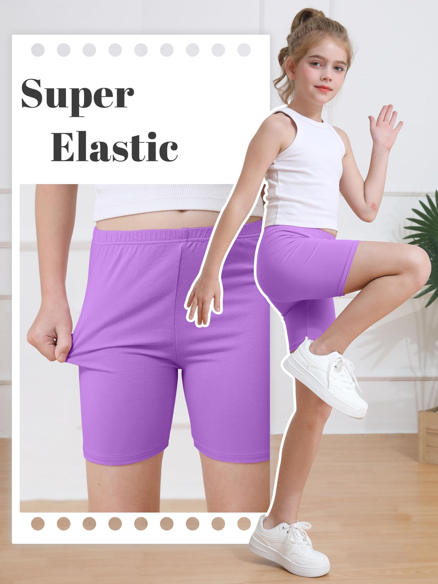 Girls Bike Shorts 6-Pack Under Dress Safety Shorts for Kids Toddlers