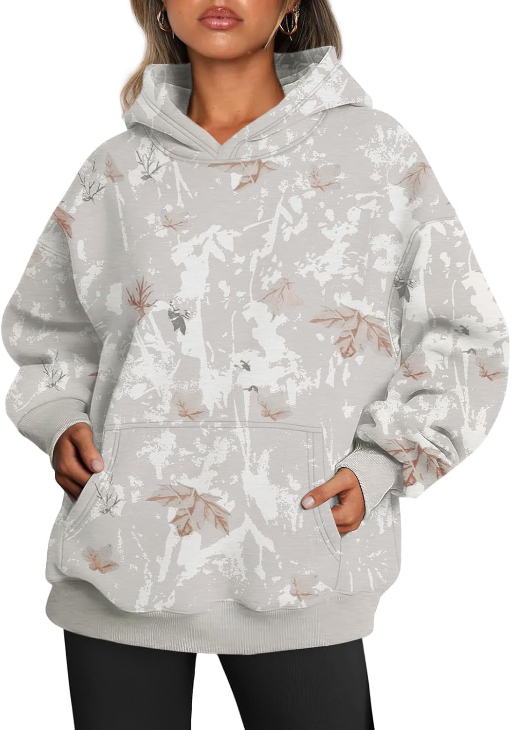 Women's Oversized Hoodie Fleece Pullover Sweatshirt Winter Sweater Camogrey