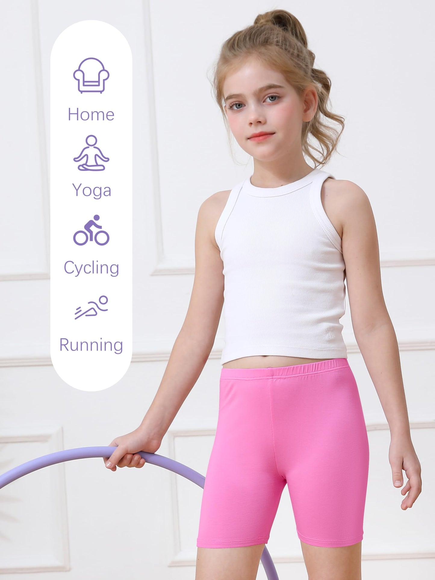 Girls Bike Shorts 6-Pack Under Dress Safety Shorts for Kids Toddlers