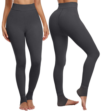 CHRLEISURE Women's Fleece Lined Tights - Fake Sheer Warm Pantyhose Thick Winter Leggings