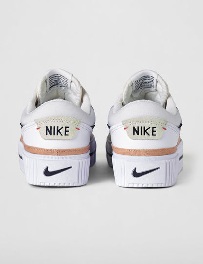 Nike Women's Court Legacy Lift Shoes, White/Black-Hemp-Team Orange, 7