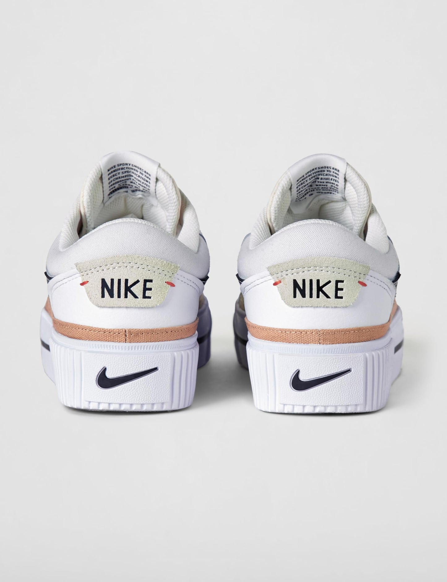 Nike Women's Court Legacy Lift Shoes, White/Black-Hemp-Team Orange, 7