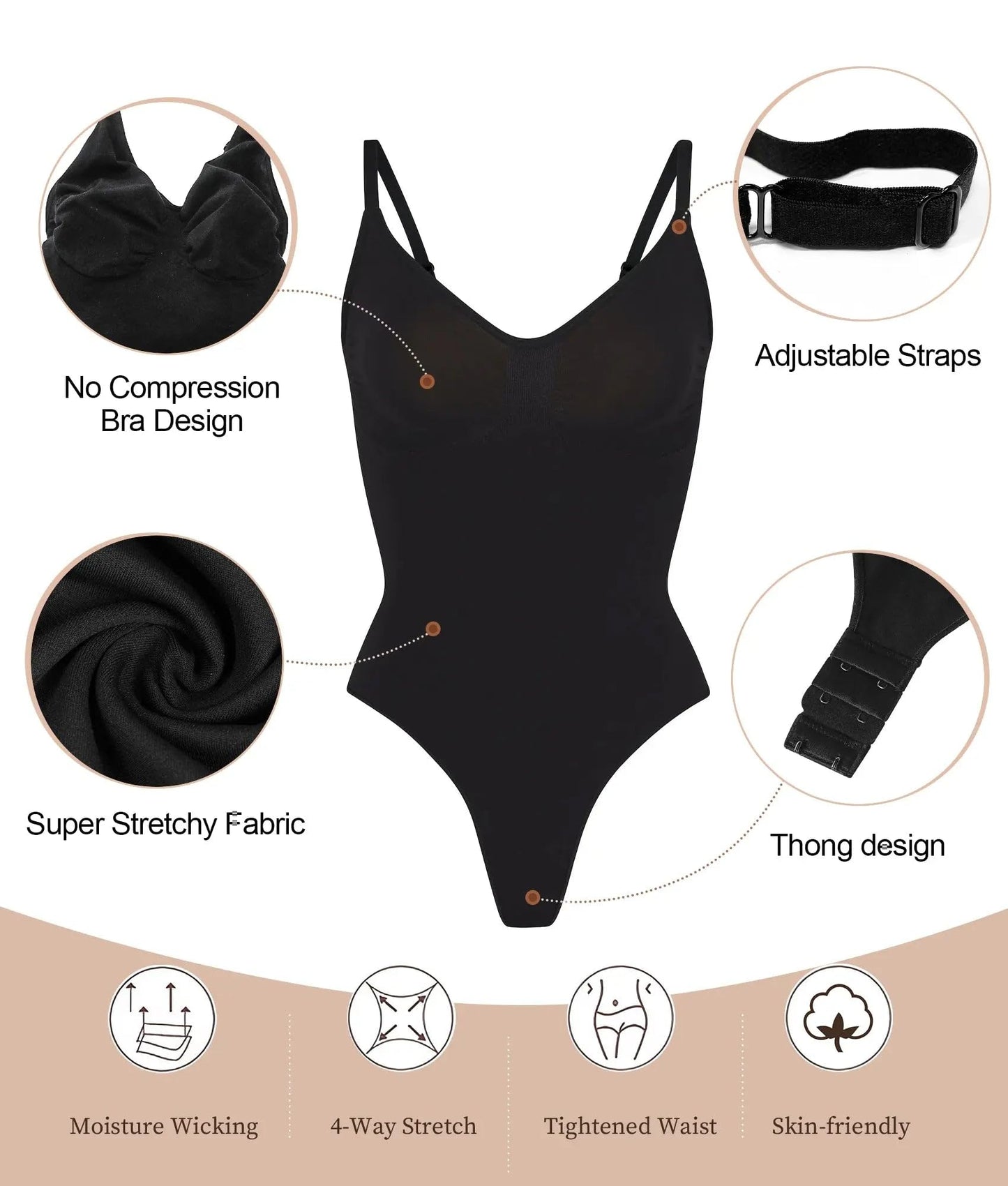 Women's Shapewear Bodysuit Tummy Control Seamless Body Shaper
