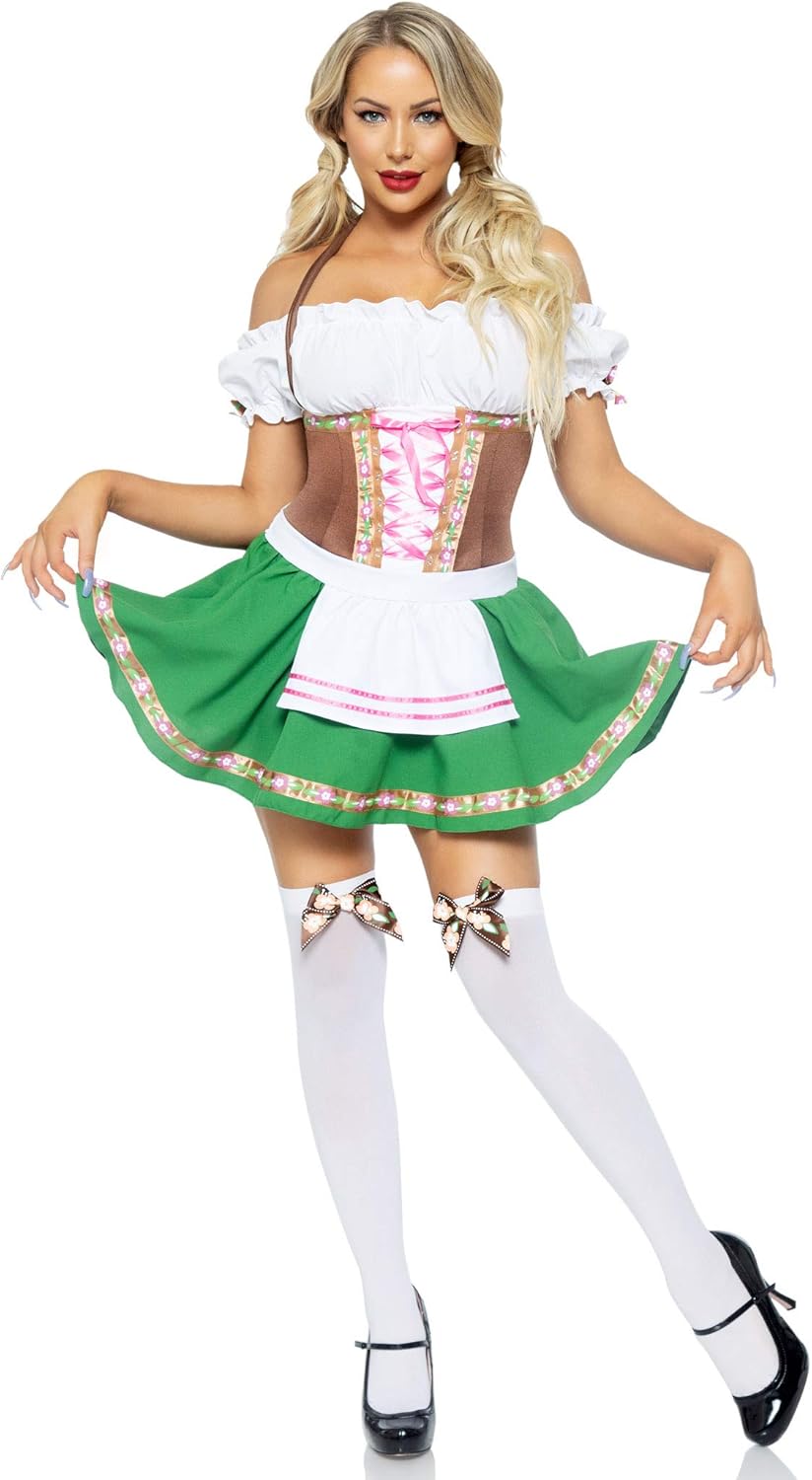 Gretchen Oktoberfest Costume - Women's Dirndl Dress with Stockings Women's