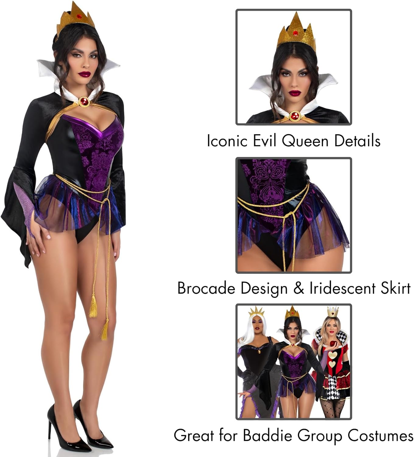Poison Apple Queen Costume - Women's 4-Piece Evil Queen Halloween Outfit