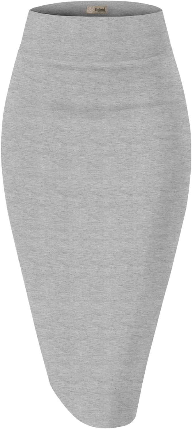 Women's High Waist Pencil Skirt - Premium Stretch Ponte Business Professional Below Knee