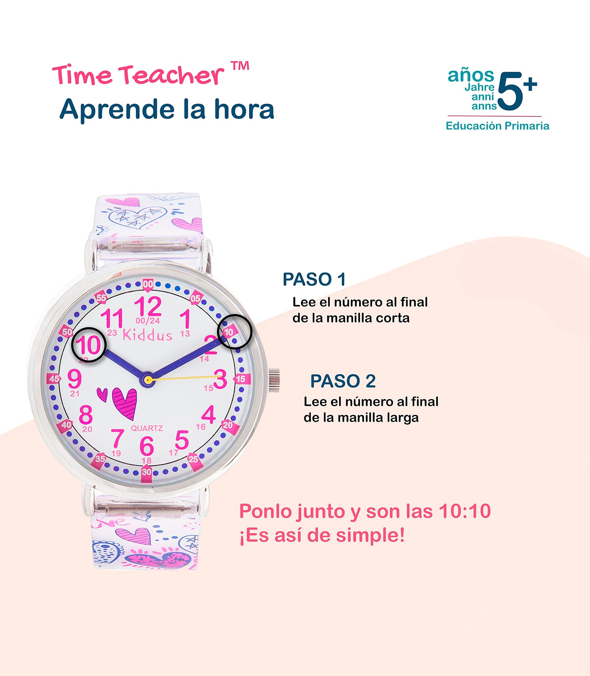 Kids Time Teacher Watch - Educational Analog Watch with Japanese Quartz Movement Ages 5-12
