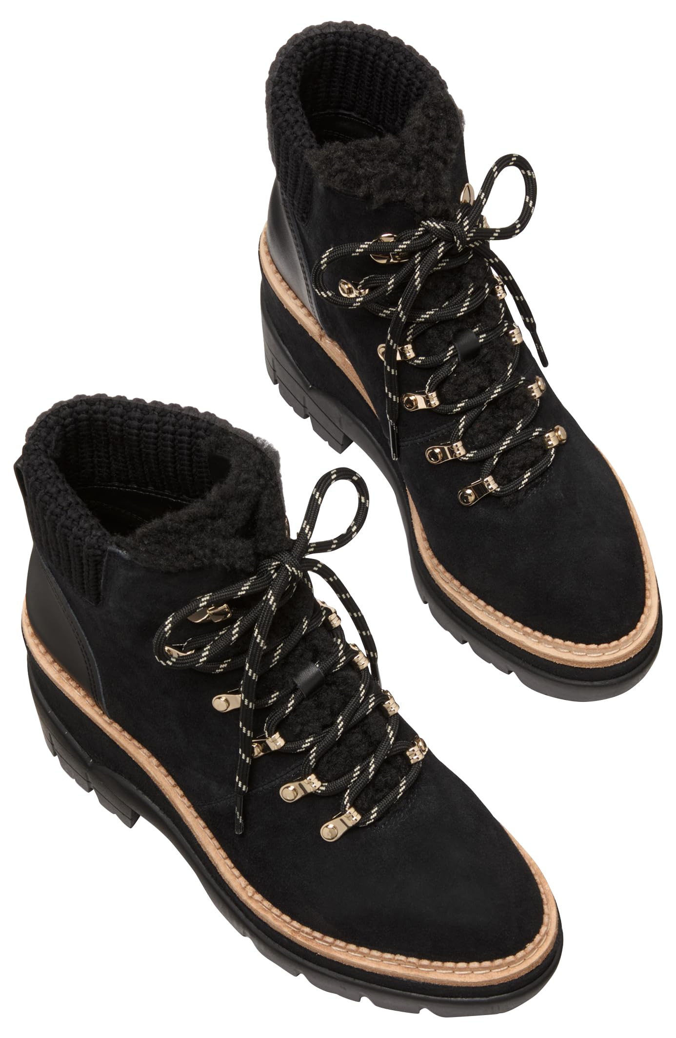 kate spade new york Willow Lug Lace Up Bootie, Black, 8.5