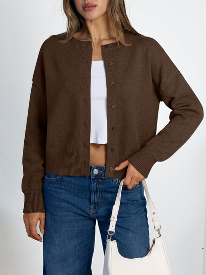 Women's Cropped Cardigan Sweaters - Lightweight Fall Button Up Knit