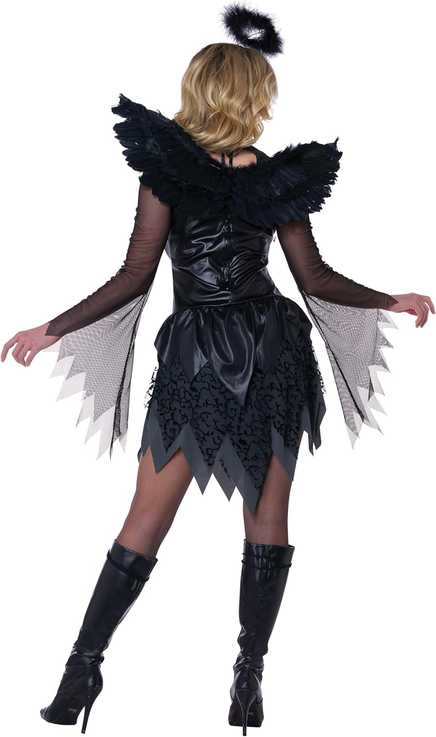 Fallen Angel Costume - Women's Gothic Angel Dress with Wings and Halo