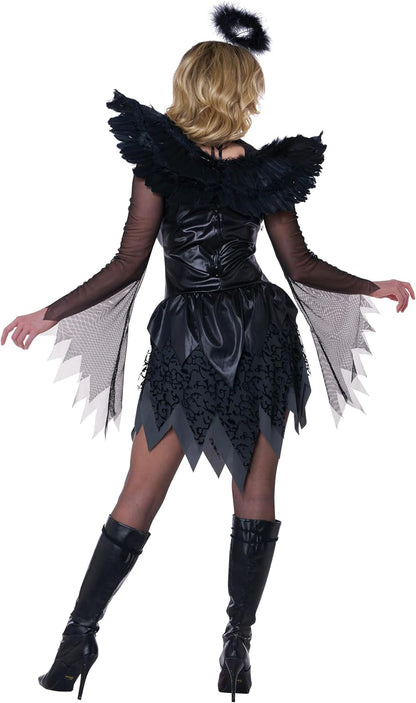 Fallen Angel Costume - Women's Gothic Angel Dress with Wings and Halo