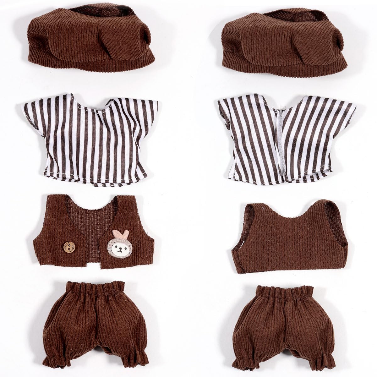 3 Piece Doll Clothes Set for 17cm Dolls - Handmade Crochet Outfit with Hat