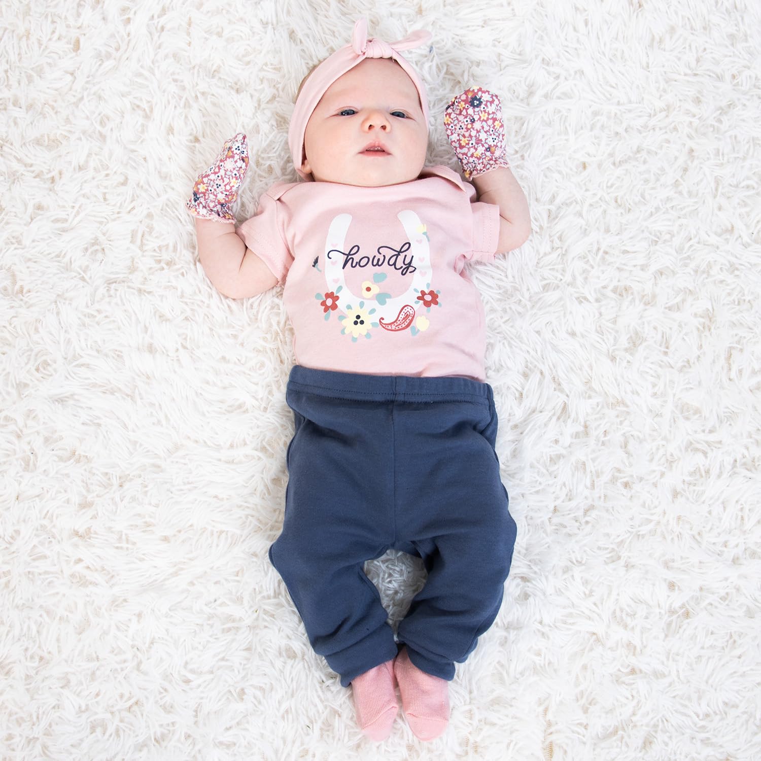 Baby Girl Layette Gift Set 16 Piece - Newborn Clothes 0-9 Months Prairie Floral Cotton