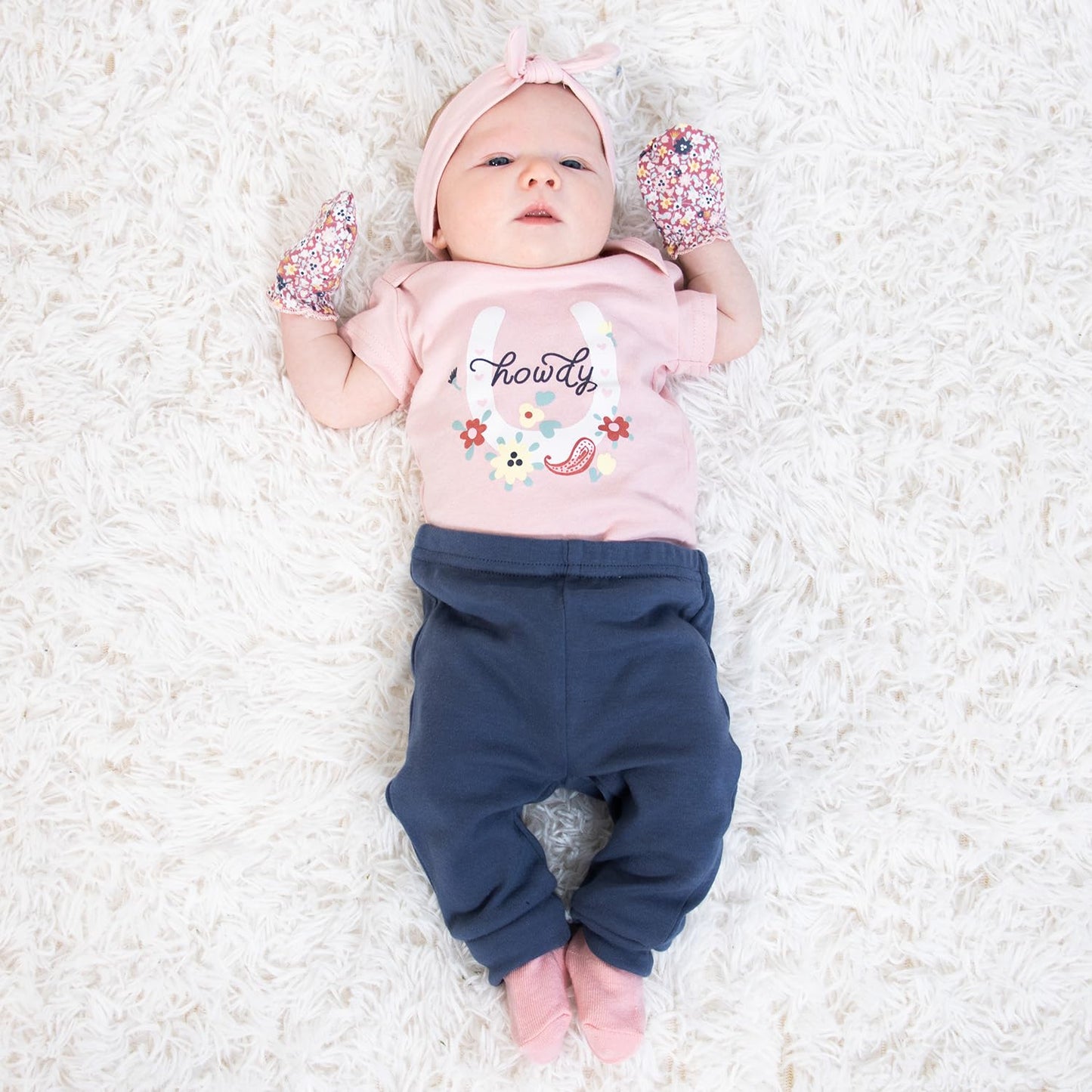 Baby Girl Layette Gift Set 16 Piece - Newborn Clothes 0-9 Months Prairie Floral Cotton