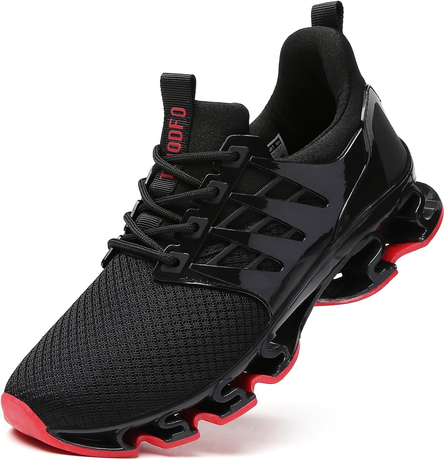 Women's Walking Shoes Breathable Mesh Sport Sneakers 8068 Black Red