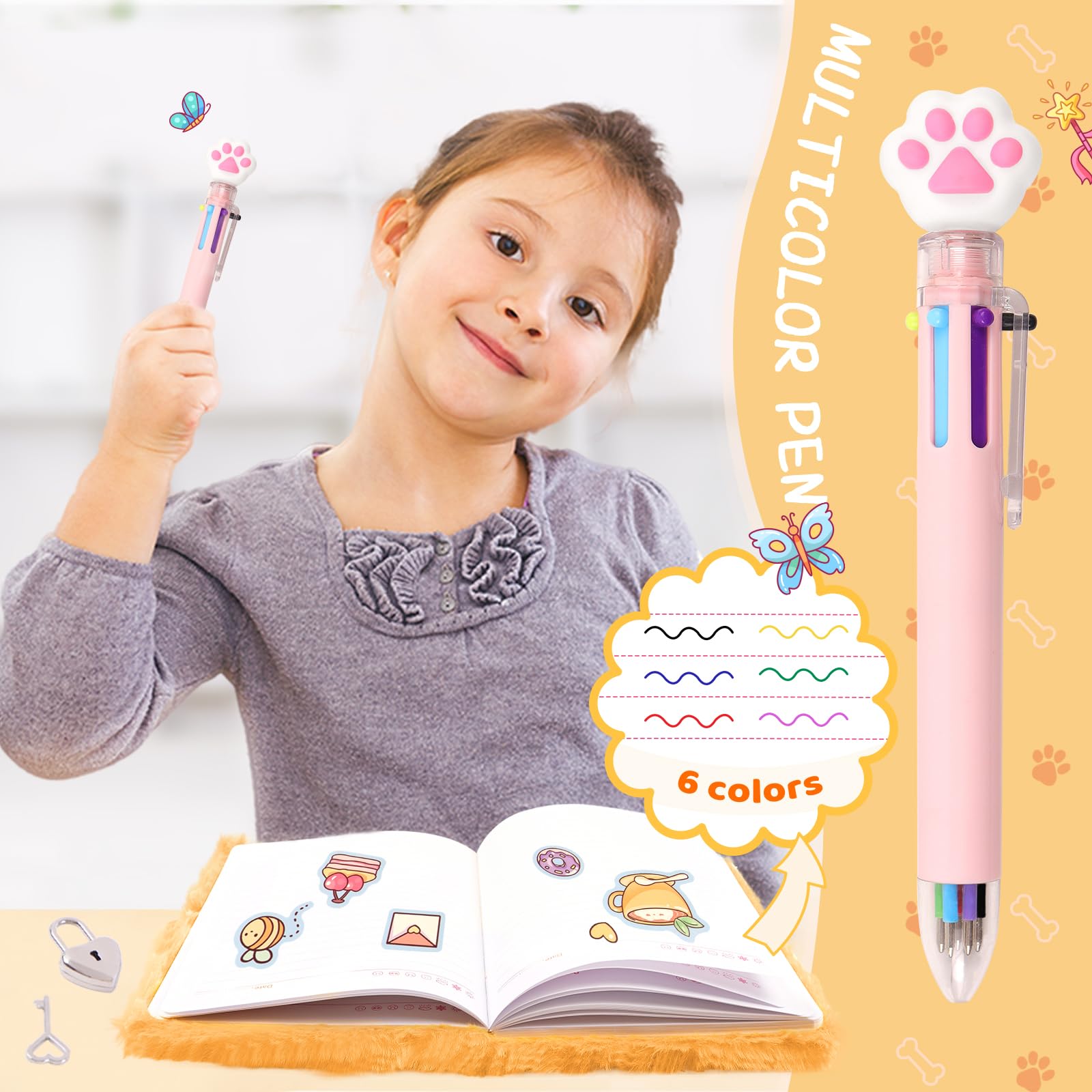 Girls Heart Diary with Lock and Keys - Cute Plush Secret Journal Notebook Gift Ages 6-8