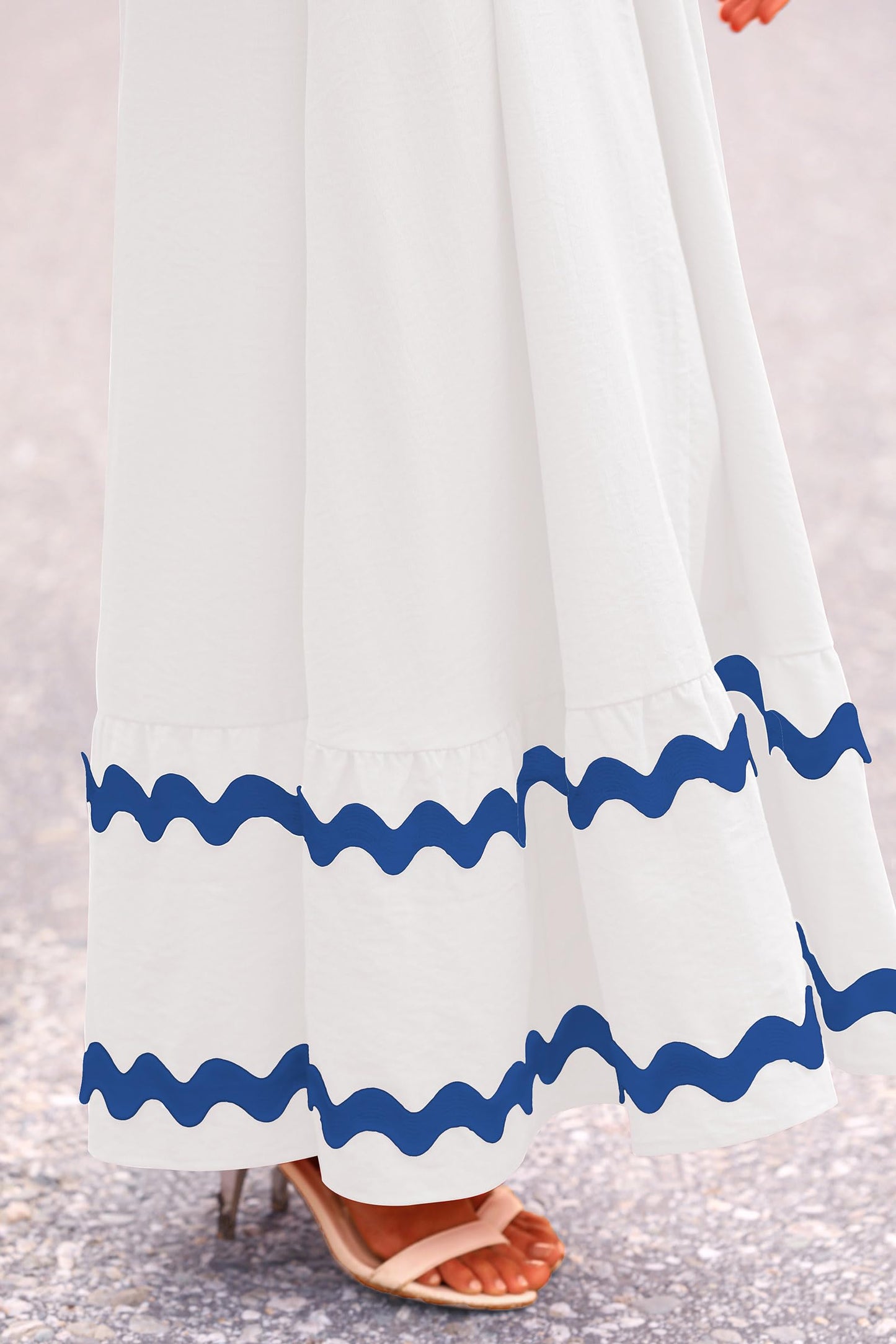 Blue Casual Dresses - Women's Sleeveless Spaghetti Strap Maxi Dress - Flowy Beach Ruffle